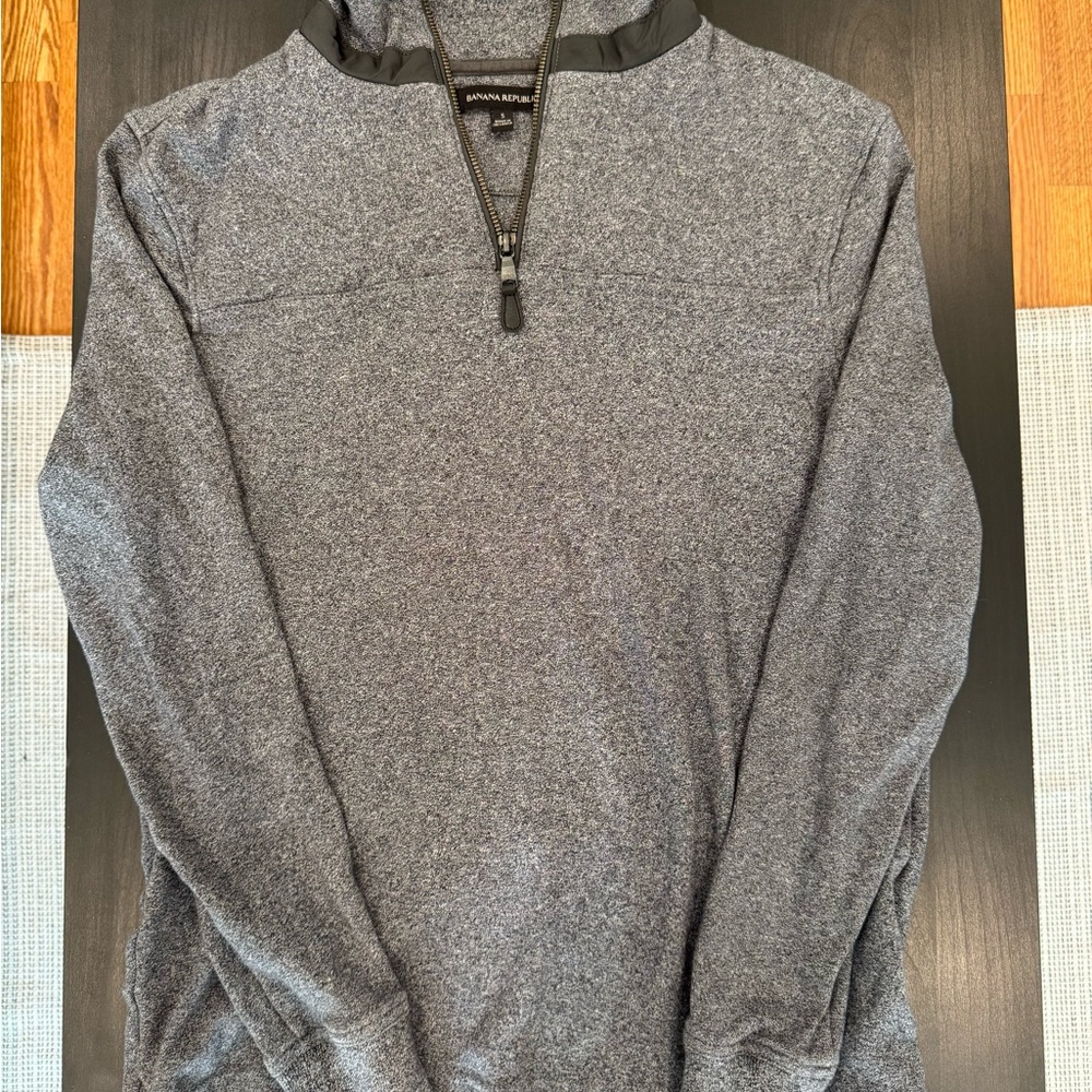 Banana Republic Mens Gray Heather Long Sleeve 1/4 Zip Pullover Sweater Size S